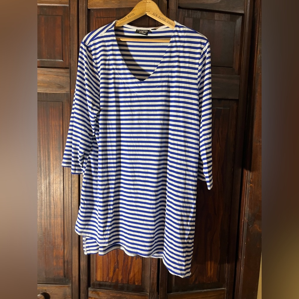Onque Casuals‎ Navy and White Striped Long Sleeve Top